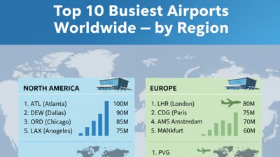Top 10 Busiest Airports Worldwide — by Region