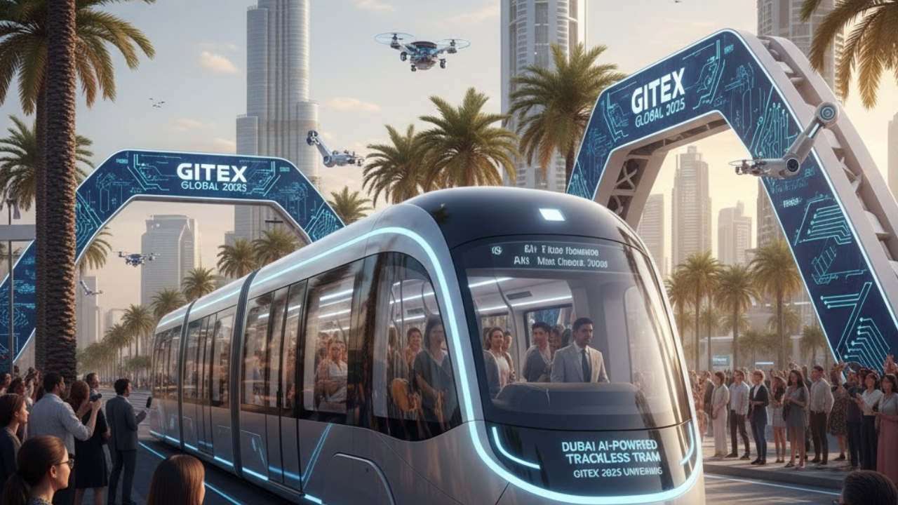 Dubai unveils AI-powered trackless tram at GITEX 2025