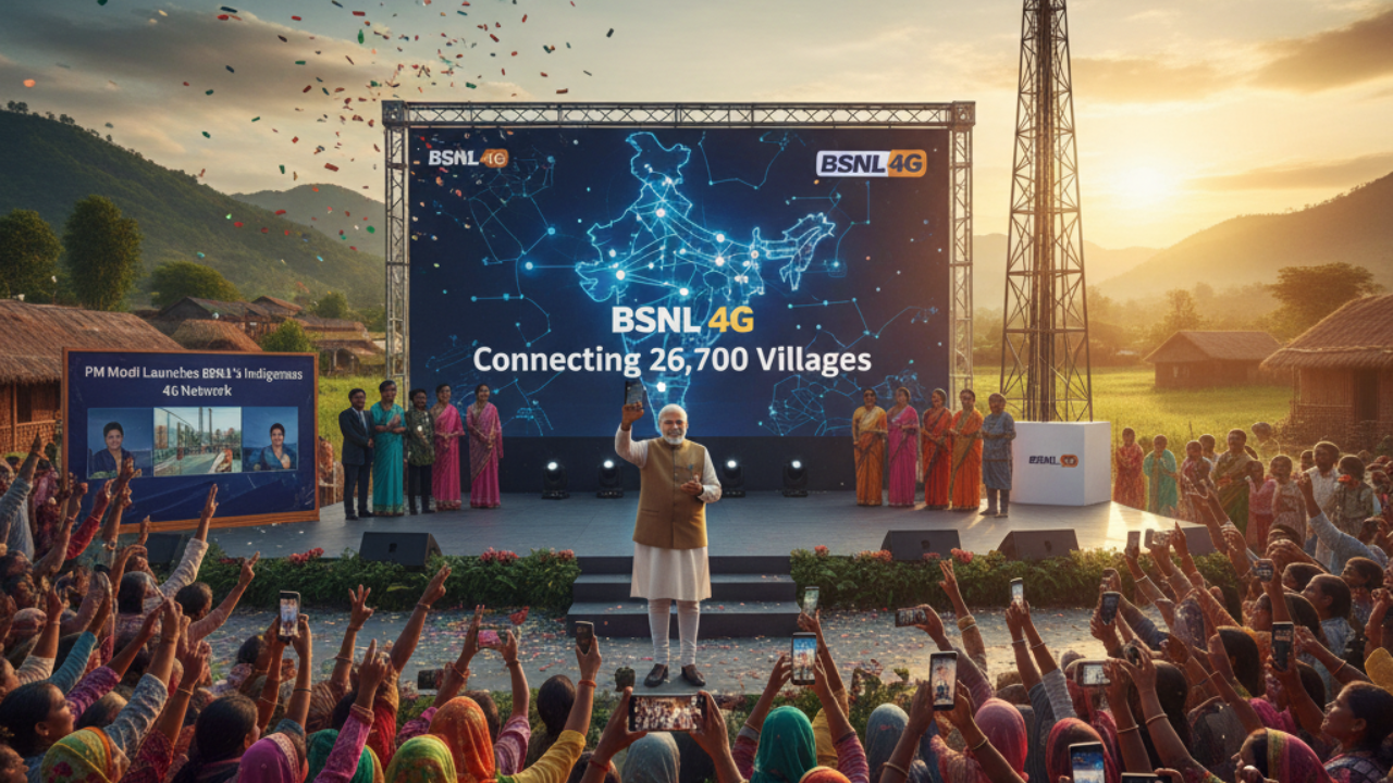PM Modi Launches BSNL's Indigenous 4G Network, Connecting 26,700 Villages
